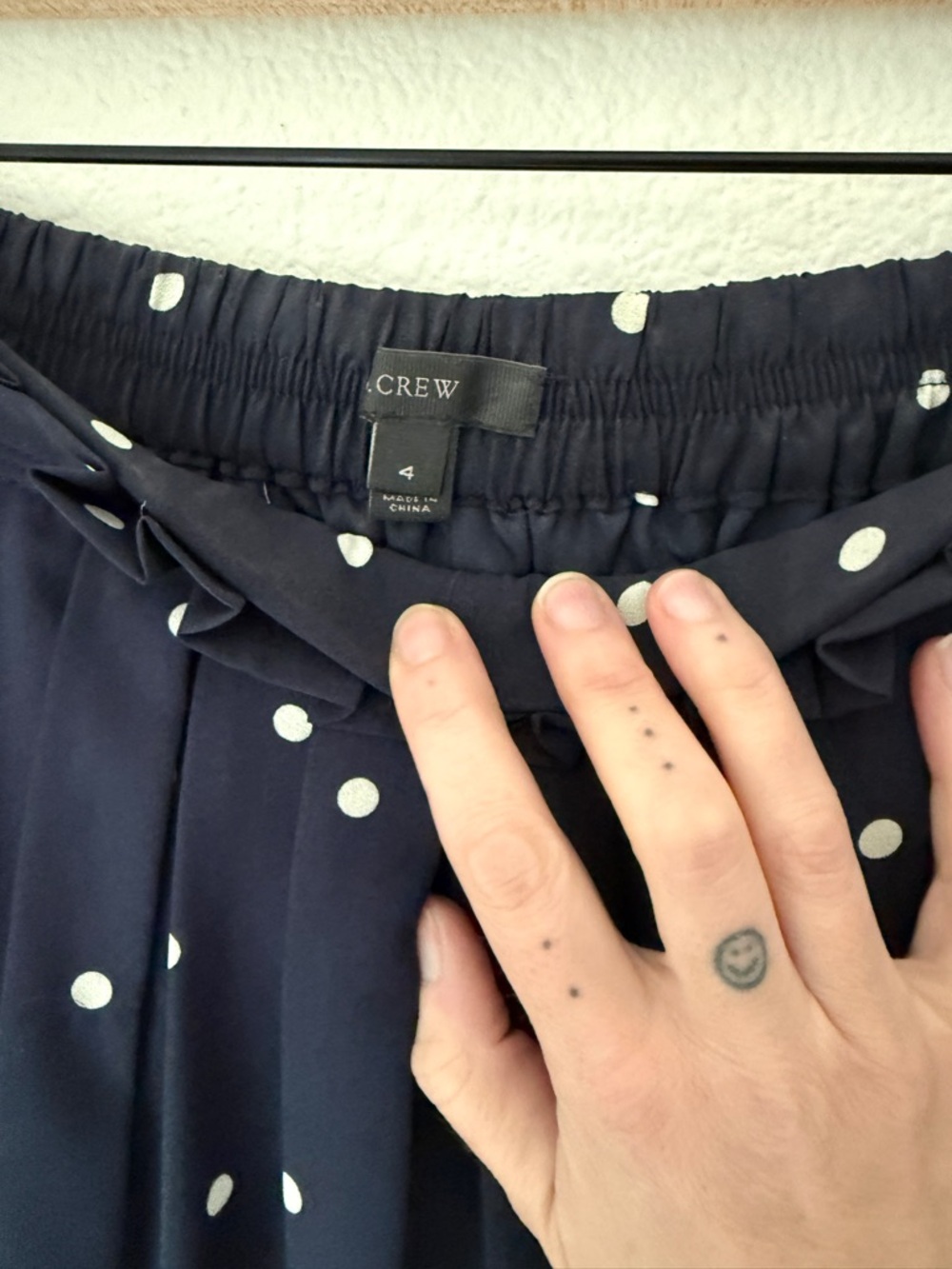 J.Crew Navy Polka Dot Stretch-Waist Midi Skirt - 4 - Like New - Picture 5 of 8